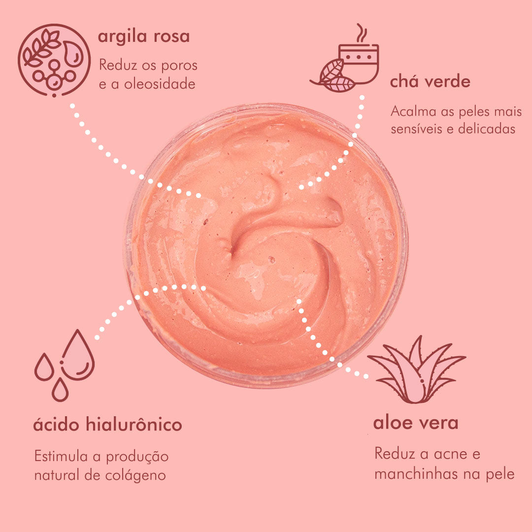 Máscara de Argila Rosa Antiacne + Sérum Vitamina C Ultra Concentrado